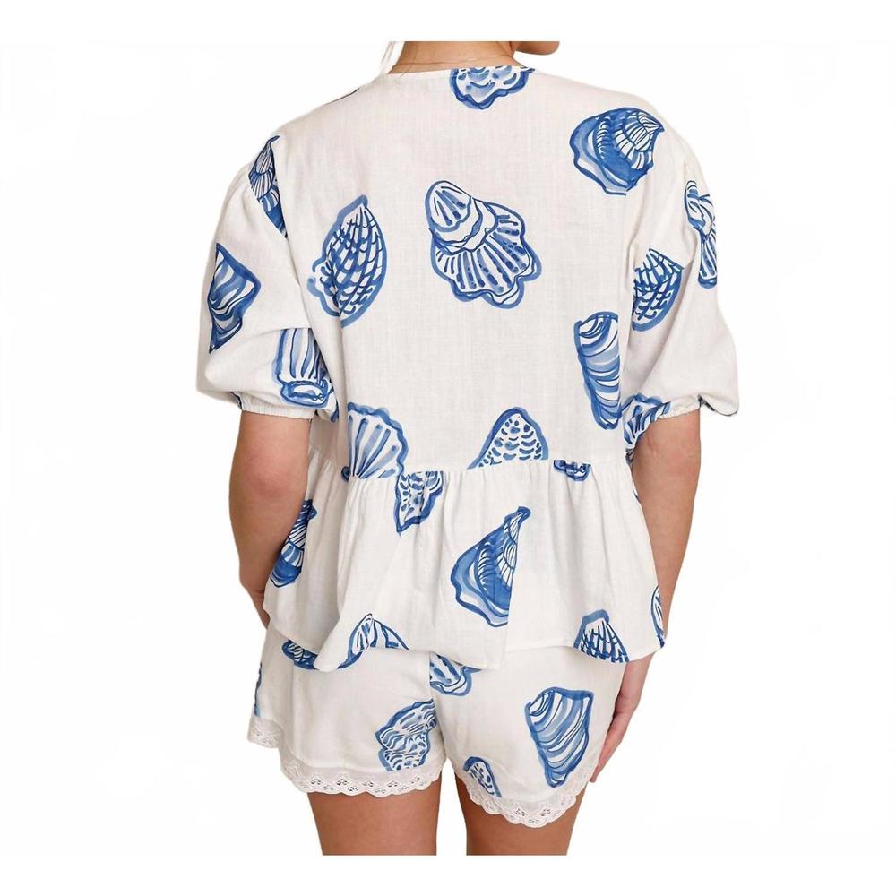 NEW BAILEY ROSE st. pete shell tie front top in blue - Picture 3 of 6